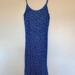 Blue and White Floral Midi Dress